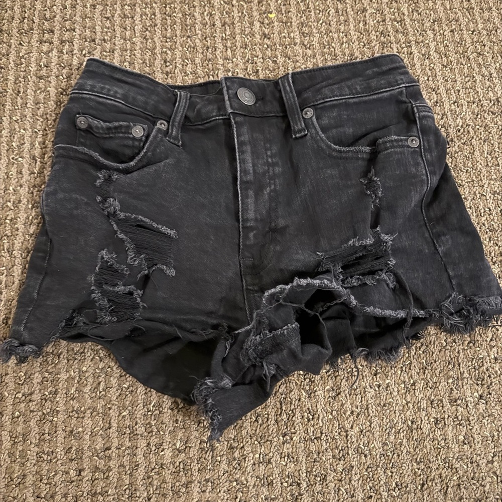 Aeropostale Black Ripped Jean Shorts